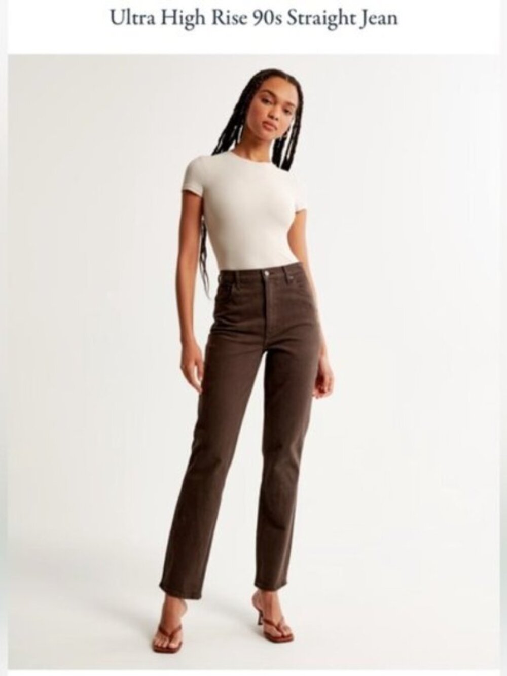 ABERCROMBIE & FITCH ultra high rise the 90s straight jeans in brown (4R/27)
